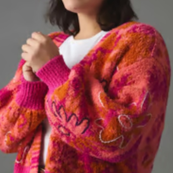 Anthropologie Embroidered Knit Cardigan - Picture 2 of 11